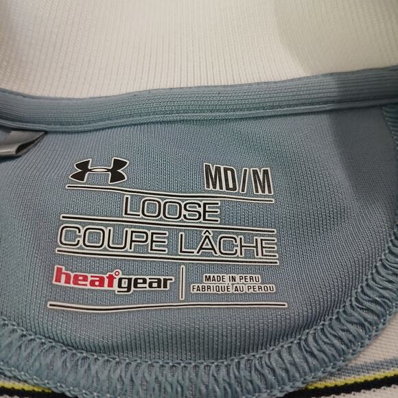 set of 2 Polo Shirts Xl/Med Short-sleeved Under Armour/GH Bass Striped easy care - Picture 4 of 16